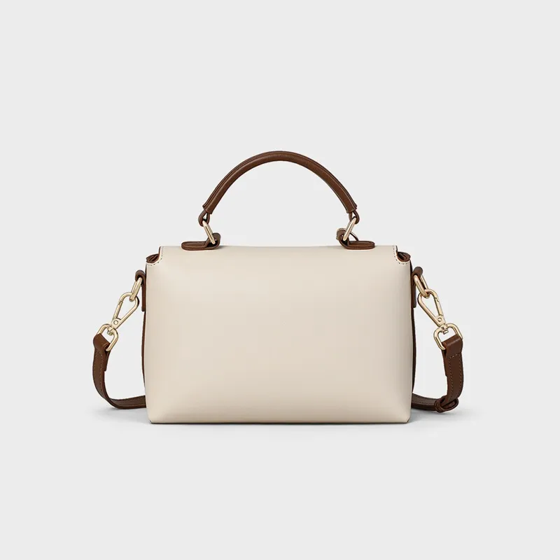 Bullrun Cow Leather With Synthetic Leather Shoulder Bag, Crossbody Bag, Handbag Women's Milkshake White-3