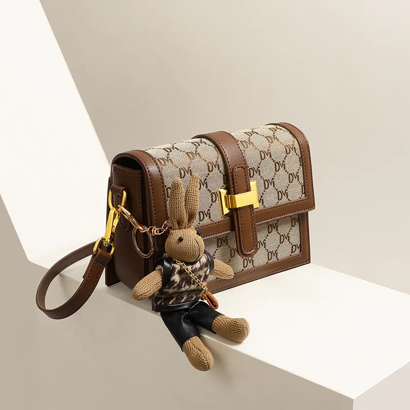 Bullrun Synthetic Leather, Textile Mosaic Shoulder Bag Women's Coffee-2