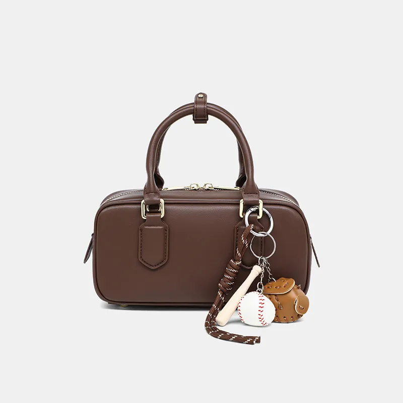 Bullrun Cow Leather One Shoulder Handbag Women's Coffee-1