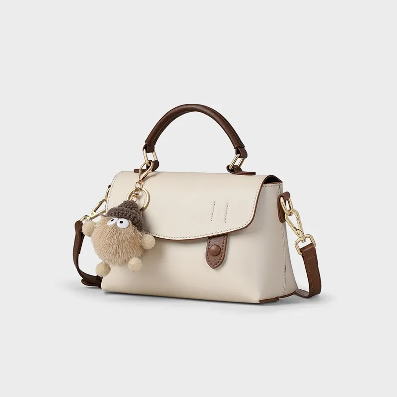 Bullrun Cow Leather With Synthetic Leather Shoulder Bag, Crossbody Bag, Handbag Women's Milkshake White-2