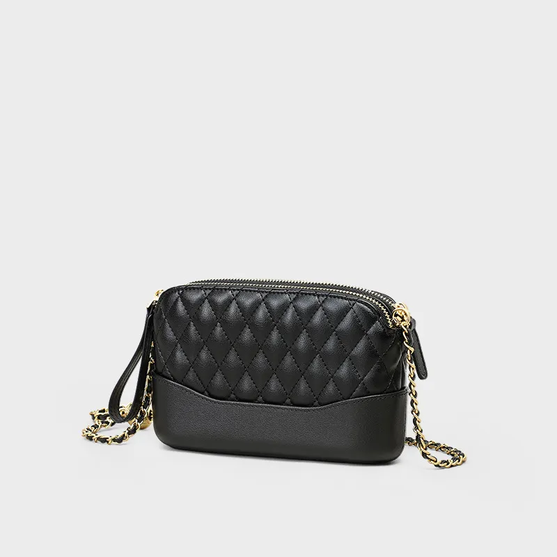 Bullrun Synthetic Leather With Cow Leather Crossbody Bag Women's Black-3