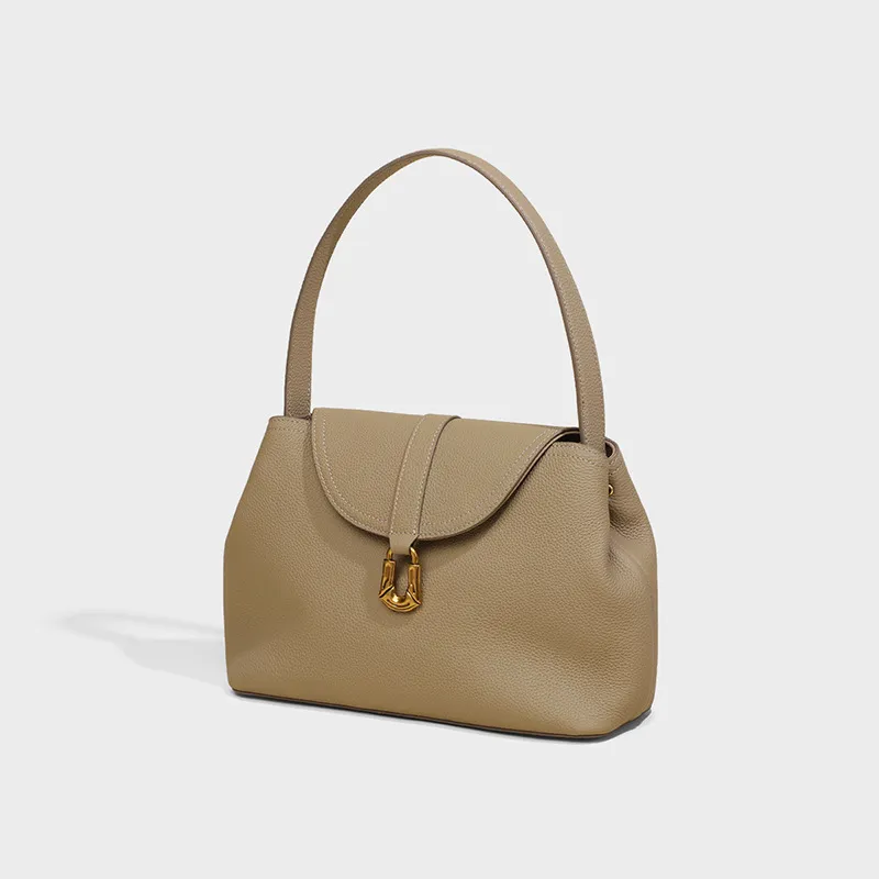 Bullrun Cow Leather One Shoulder Handbag Women's Gray-1