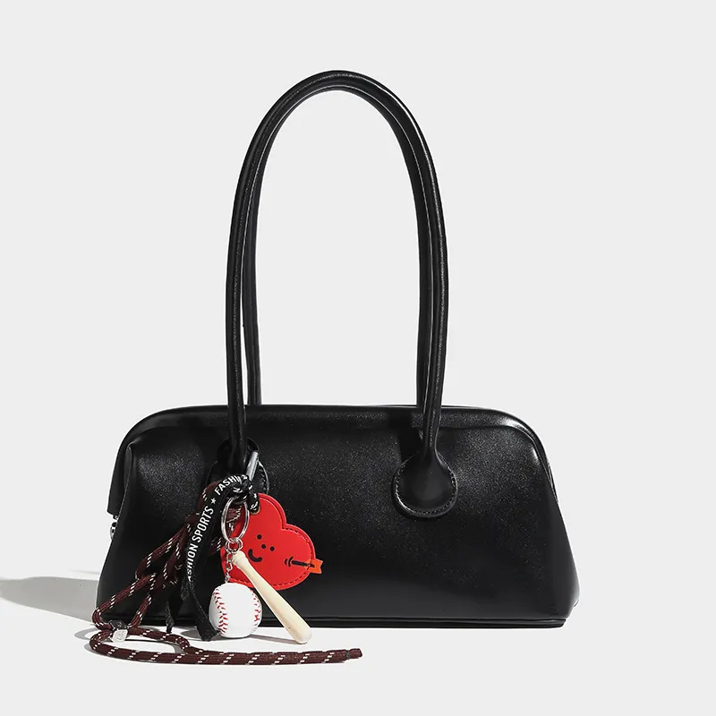 Bullrun Microfiber Leather Shoulder Bag Regular Women's Red/Ecru/Coffee/Black-9