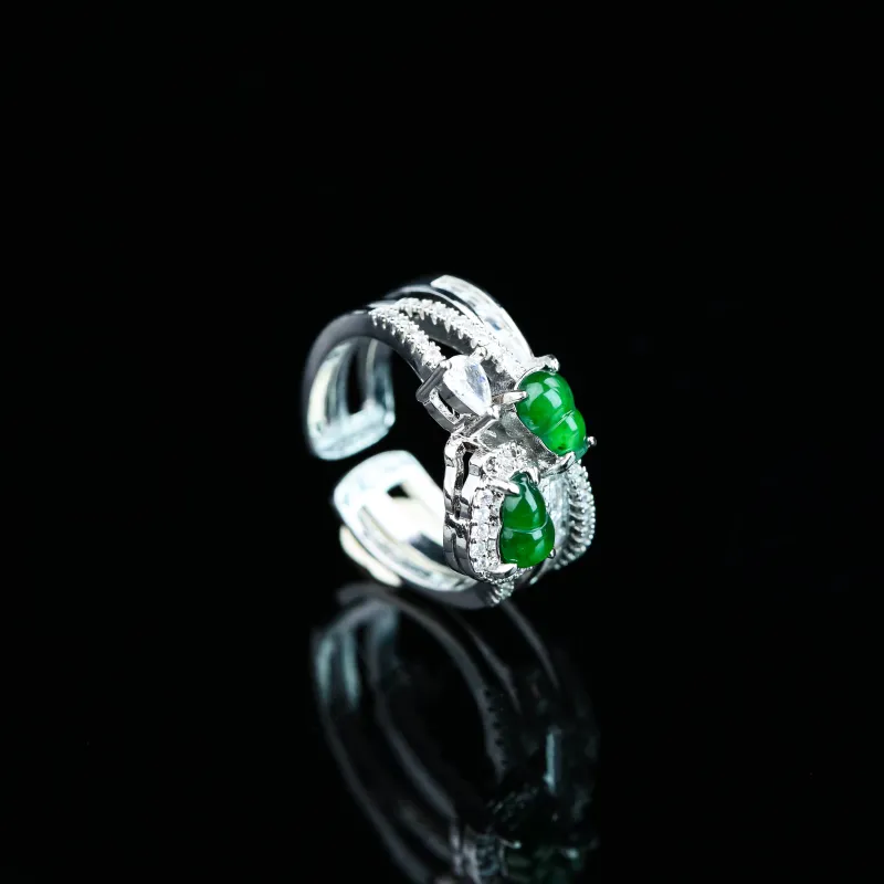 CUIYURIJI Ice Glutinous Jadeite Rings Women's-5