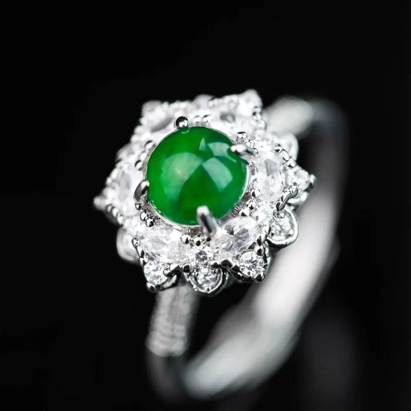CUIYURIJI Glutinous Jade Jadeite Rings Women's-4