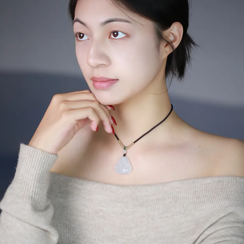 CUIYURIJI Ice Glutinous Jadeite Necklaces Women's-4