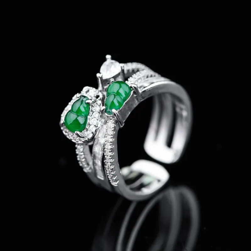 CUIYURIJI Ice Glutinous Jadeite Rings Women's-2