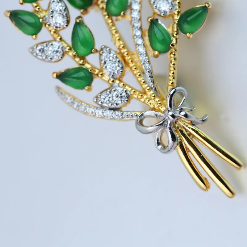 CUIYURIJI Ice Glutinous Jadeite Brooches Unisex-1