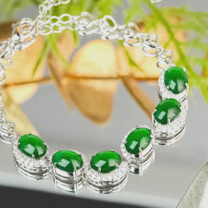 CUIYURIJI Ice Glutinous Jadeite Bracelets Women's-5