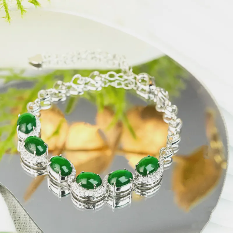 CUIYURIJI Ice Glutinous Jadeite Bracelets Women's-4