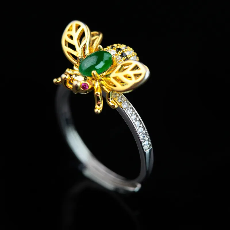 CUIYURIJI Ice Glutinous Jadeite Rings Women's-4