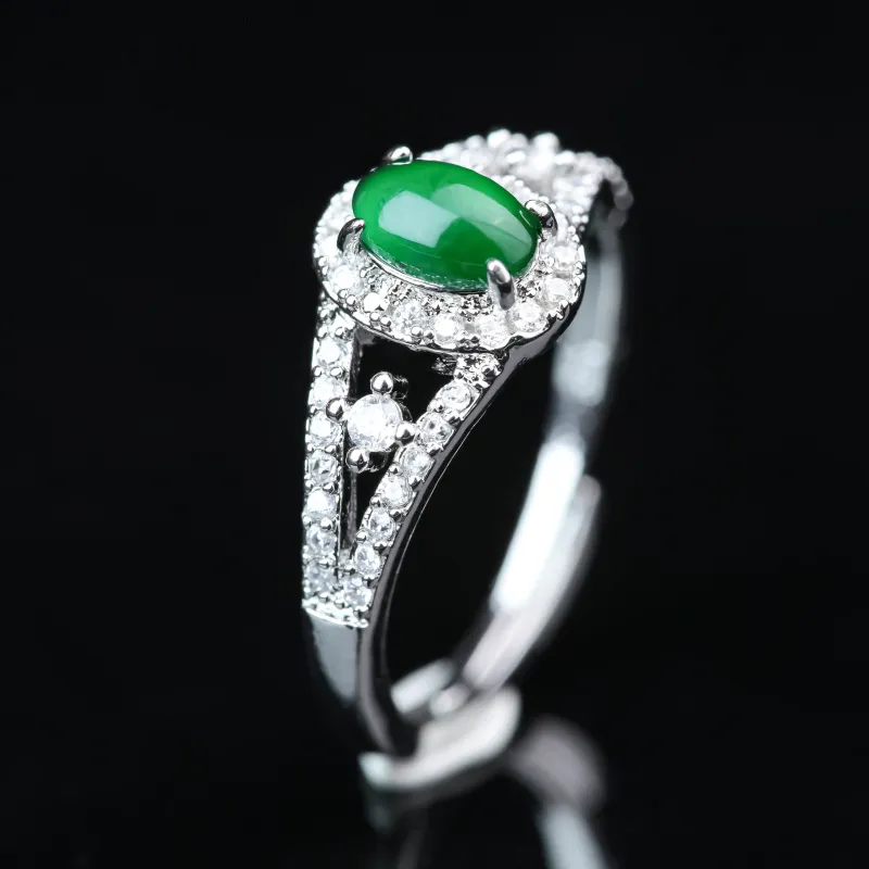 CUIYURIJI Ice Glutinous Jadeite Rings Women's-4