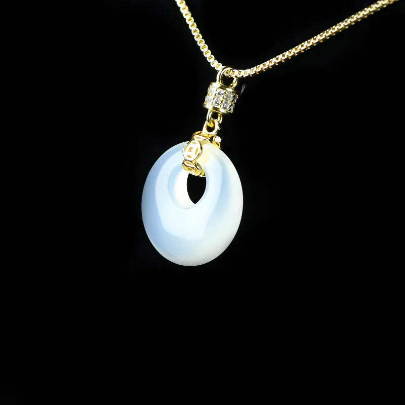 CUIYURIJI Natural Chalcedony Jade Necklaces Women's-1