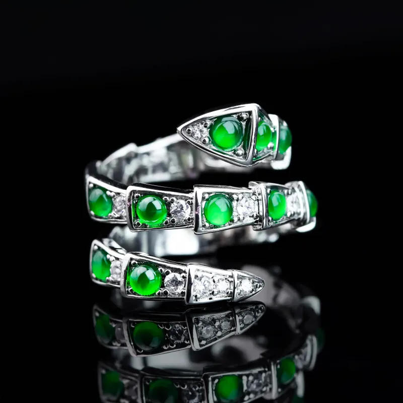 CUIYURIJI Ice Glutinous Jadeite Rings Unisex-2