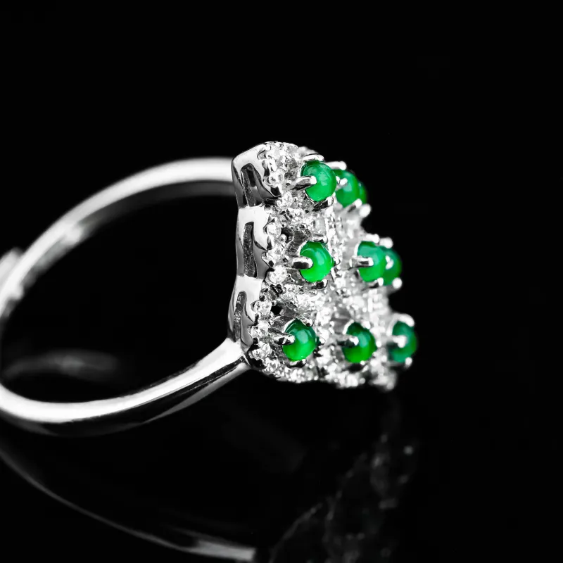 CUIYURIJI Ice Glutinous Jadeite Rings Women's-5
