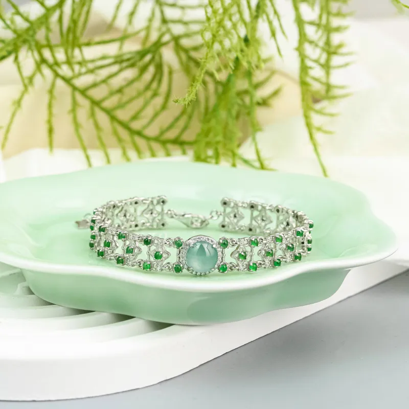 CUIYURIJI Ice Glutinous Jadeite Bracelets Women's-4