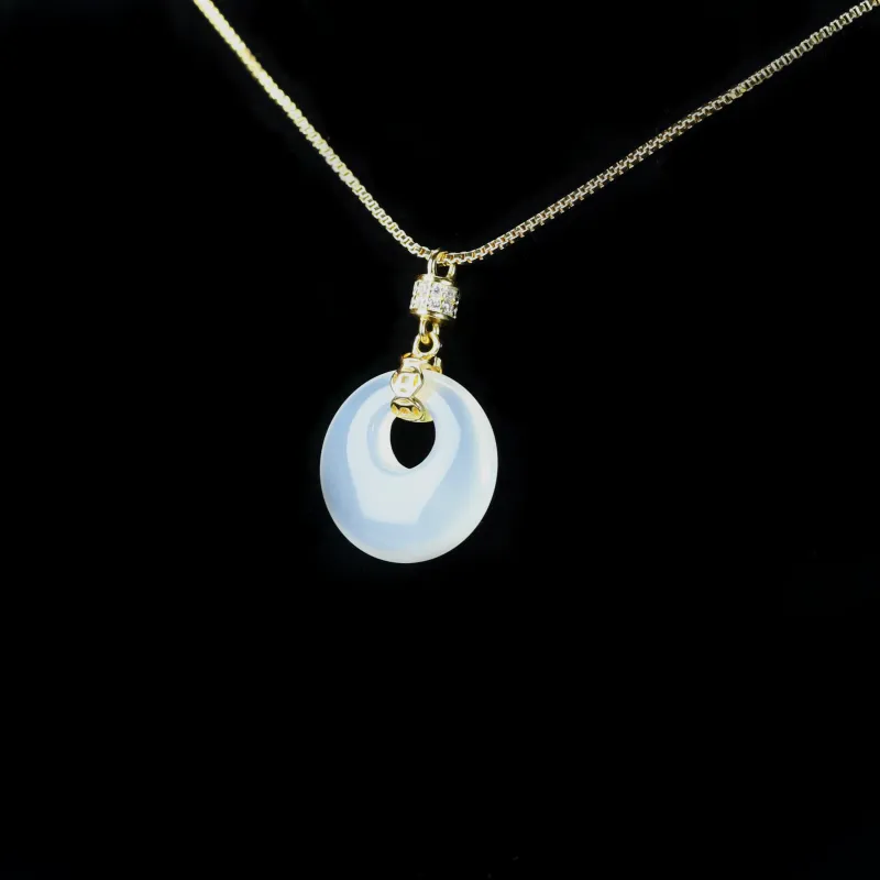 CUIYURIJI Natural Chalcedony Jade Necklaces Women's-4