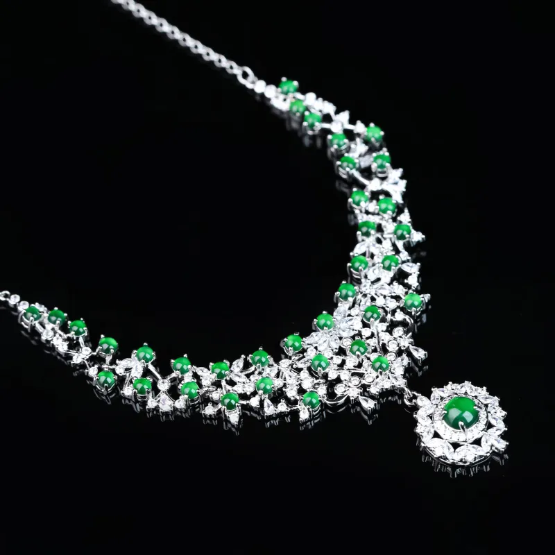 CUIYURIJI Ice Glutinous Jadeite Necklaces Women's-6