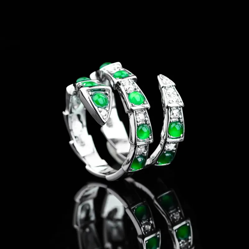 CUIYURIJI Ice Glutinous Jadeite Rings Unisex-5