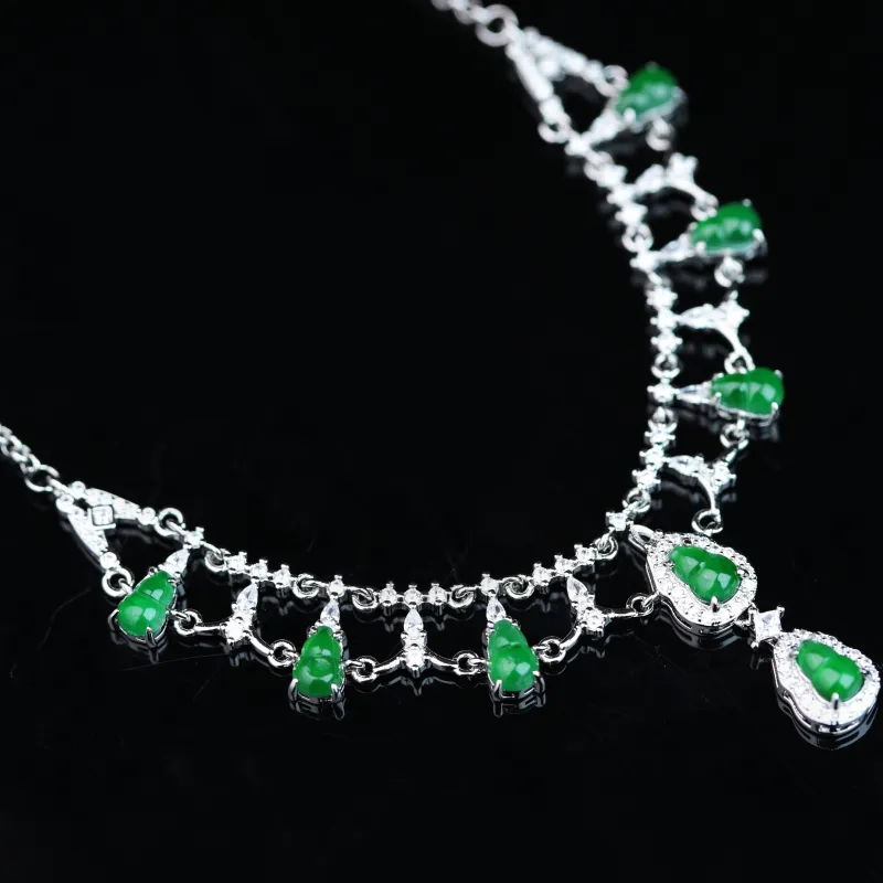 CUIYURIJI Ice Glutinous Jadeite Necklaces Women's-2