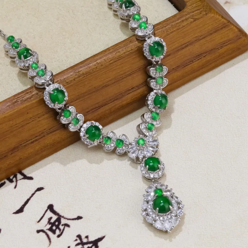 CUIYURIJI Ice Glutinous Jadeite Necklaces Women's-1