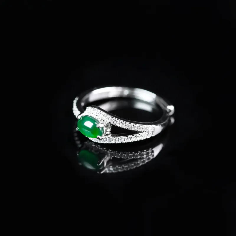 CUIYURIJI Ice Glutinous Jadeite Rings Women's-5