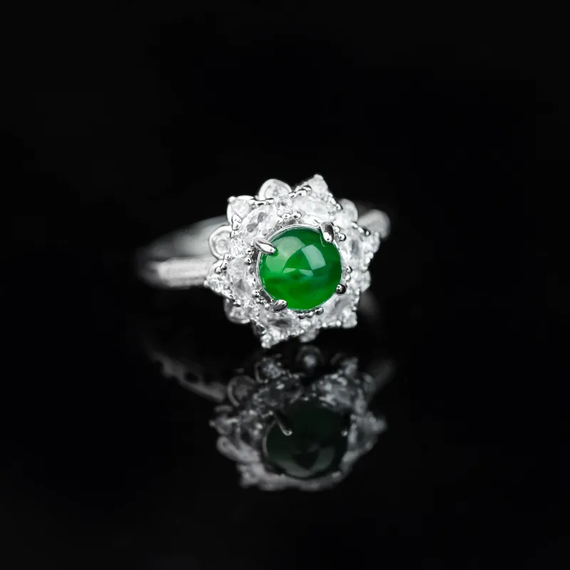 CUIYURIJI Glutinous Jade Jadeite Rings Women's-3