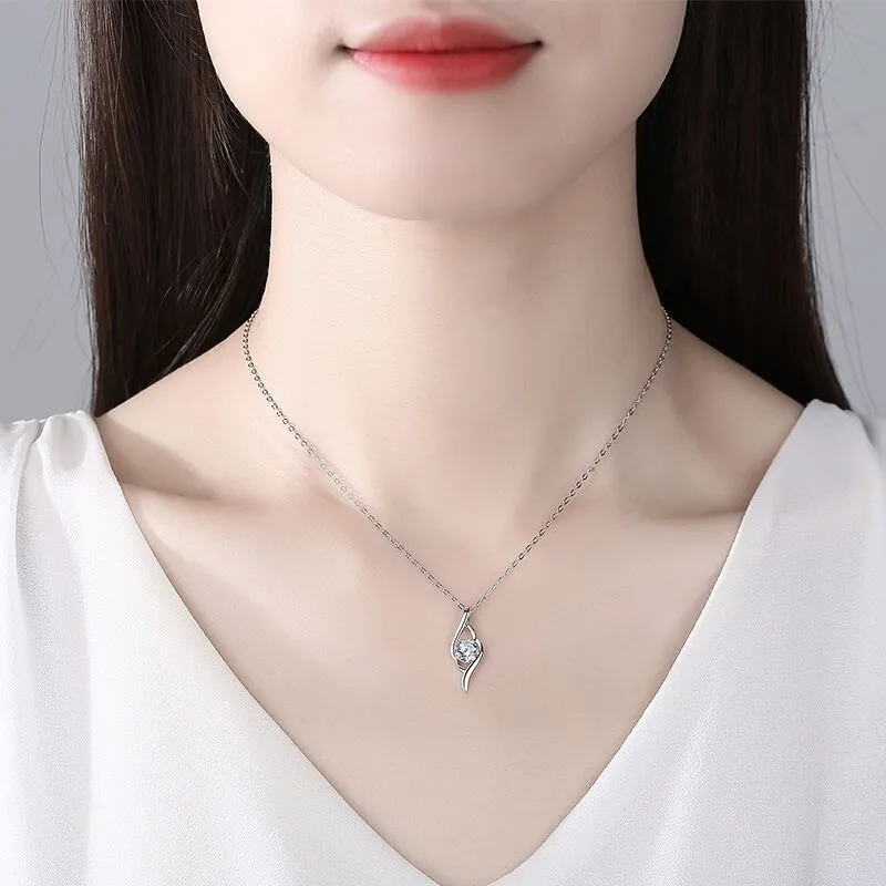 Rui Ge Mei S925 Silver Synthetic Cubic Zirconia Necklaces Women's-3