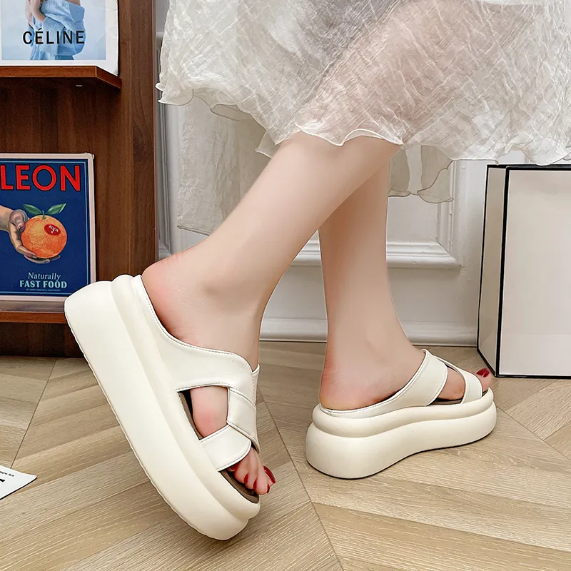 Yang Nianhua Quiet Antibacterial Shock Absorbers Slide Slippers Women's Ecru-1