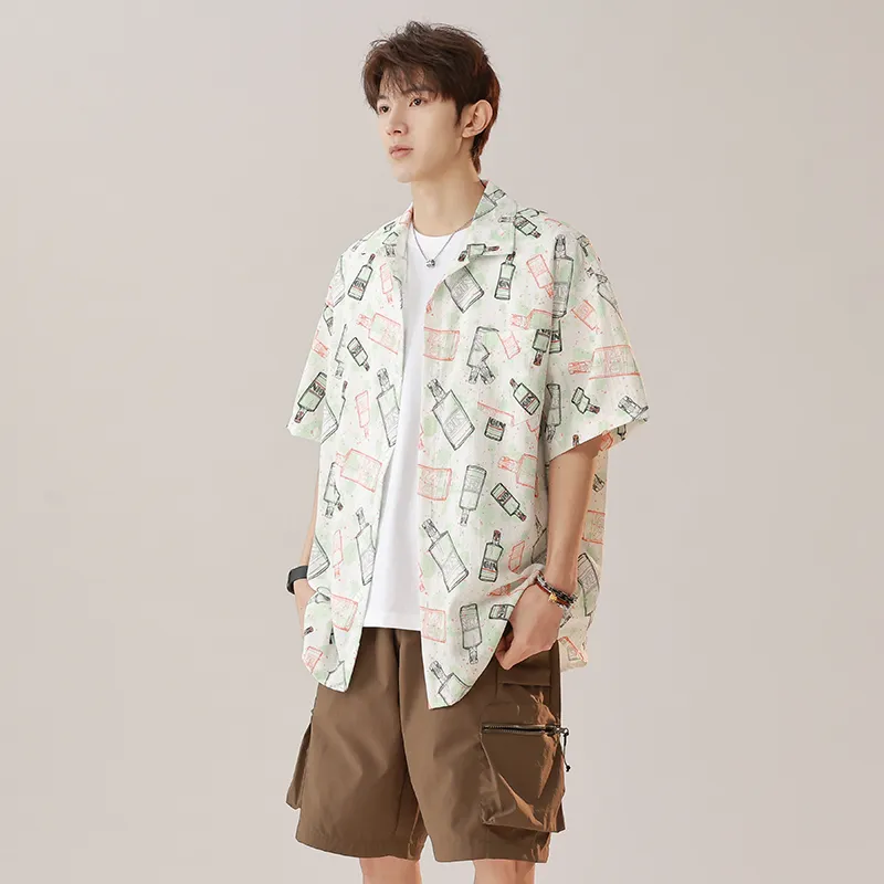 Fashion Versatile Shirt Unisex Madeira Green Color Scheme-8