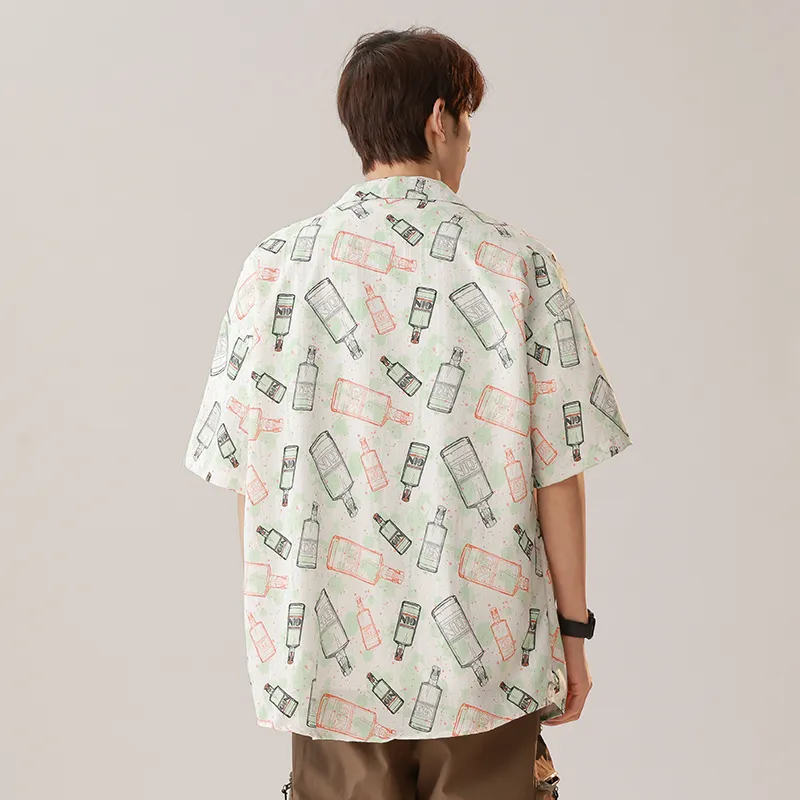 Fashion Versatile Shirt Unisex Madeira Green Color Scheme-7