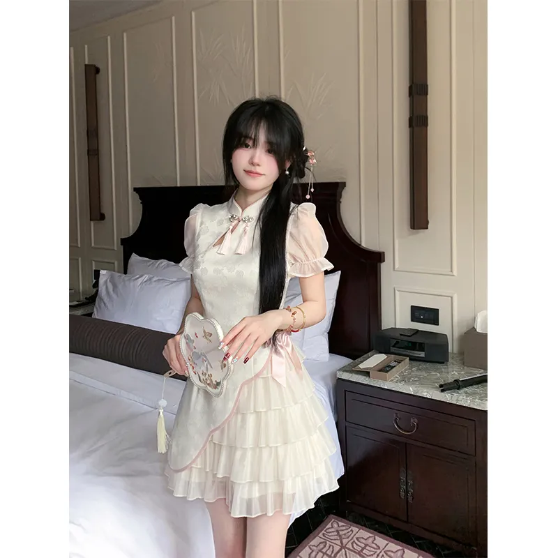 Flowers In Water Short Sleeved Dress Women's-6