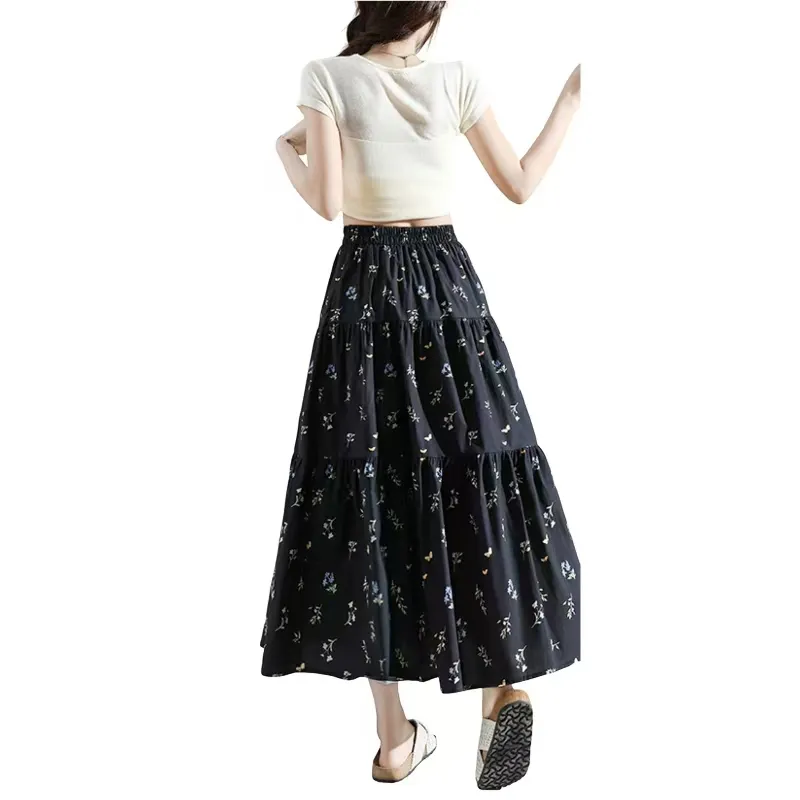 Flowers In Water Casual Long Skirt Women's-1