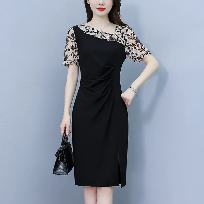 Flowers In Water Short Sleeved Dress Women's-4