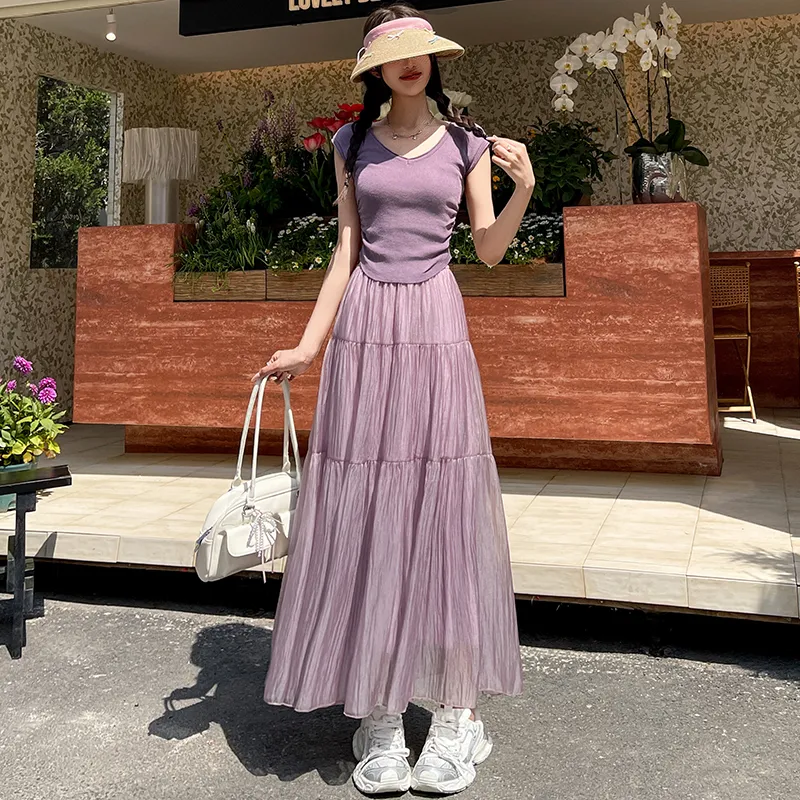 Flowers In Water Casual Long Skirt Women's-6