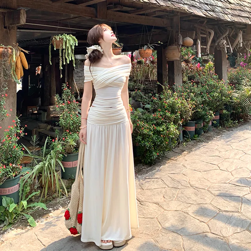 Flowers In Water Skirt Set Women's White-2