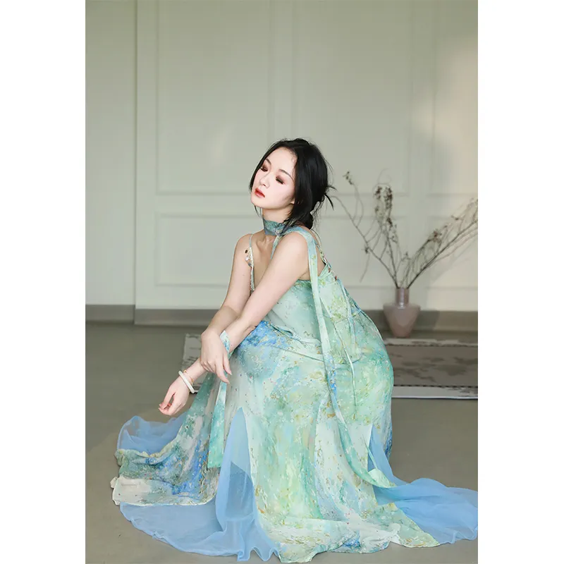 Flowers In Water Slip Dress Women's-1