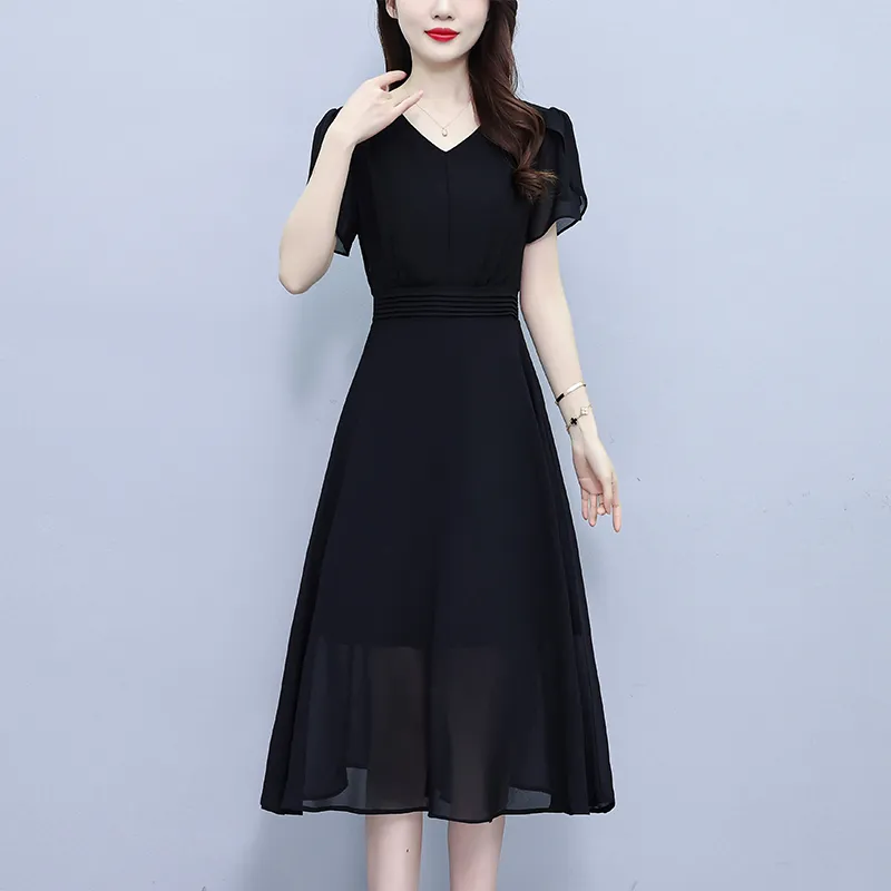 Flowers In Water Short Sleeved Dress Women's-3