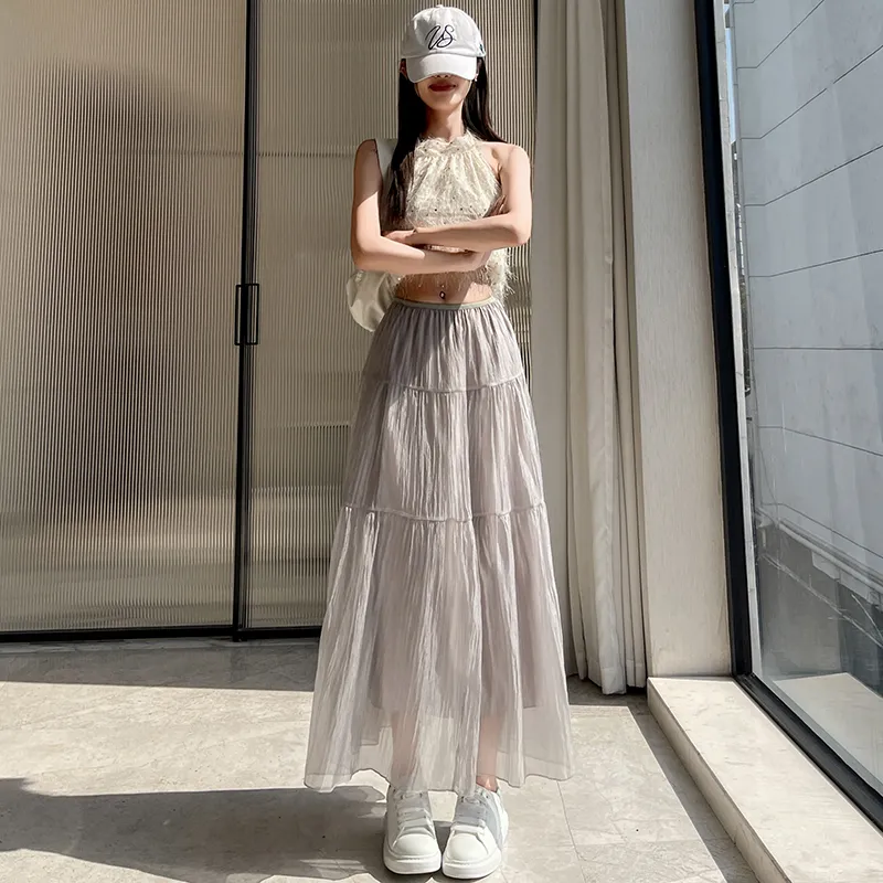 Flowers In Water Casual Long Skirt Women's-5