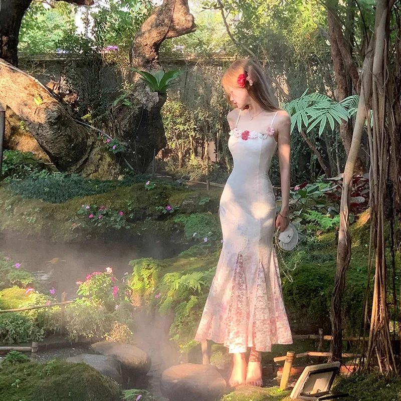Flowers In Water Slip Dress Women's-3