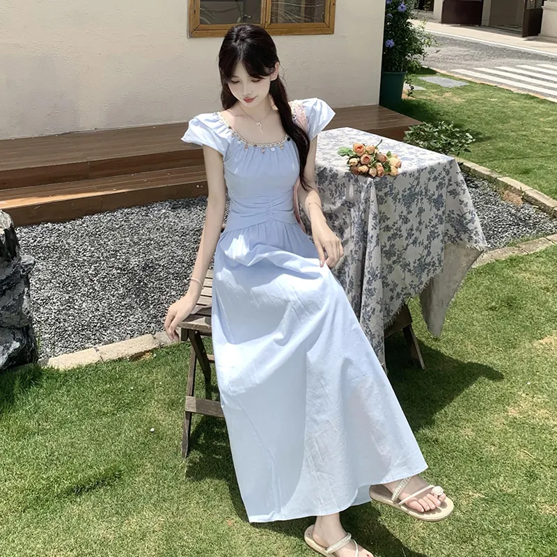 Flowers In Water Short Sleeved Dress Women's-5