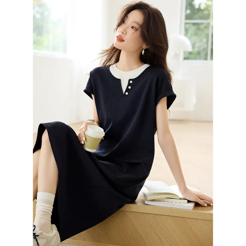 Flowers In Water Short Sleeved Dress Women's-2