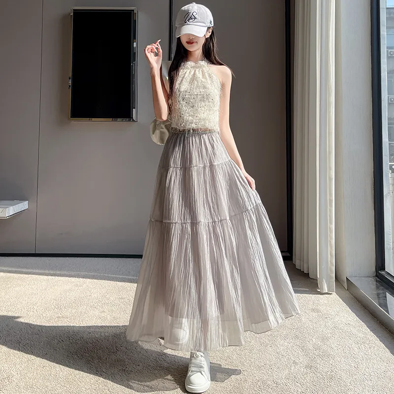 Flowers In Water Casual Long Skirt Women's-4