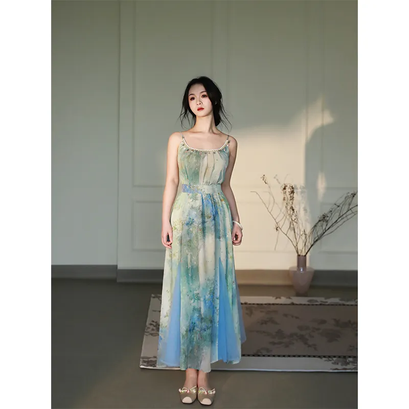 Flowers In Water Slip Dress Women's-2