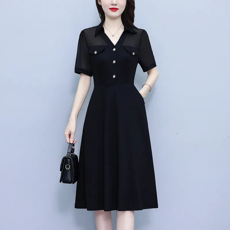 Flowers In Water Short Sleeved Dress Women's-6