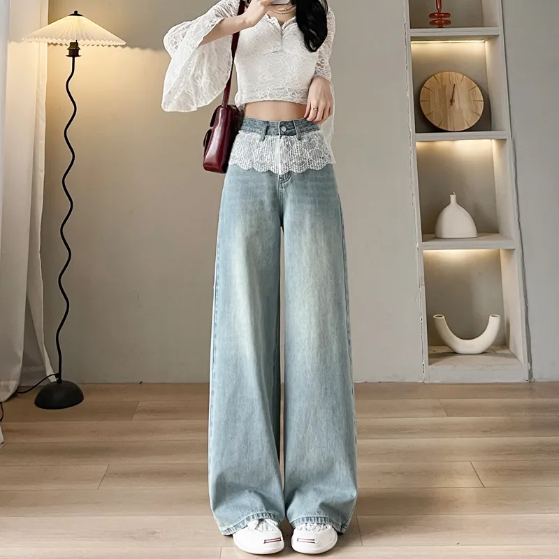 Flowers In Water Jeans Women's Light Blue-2