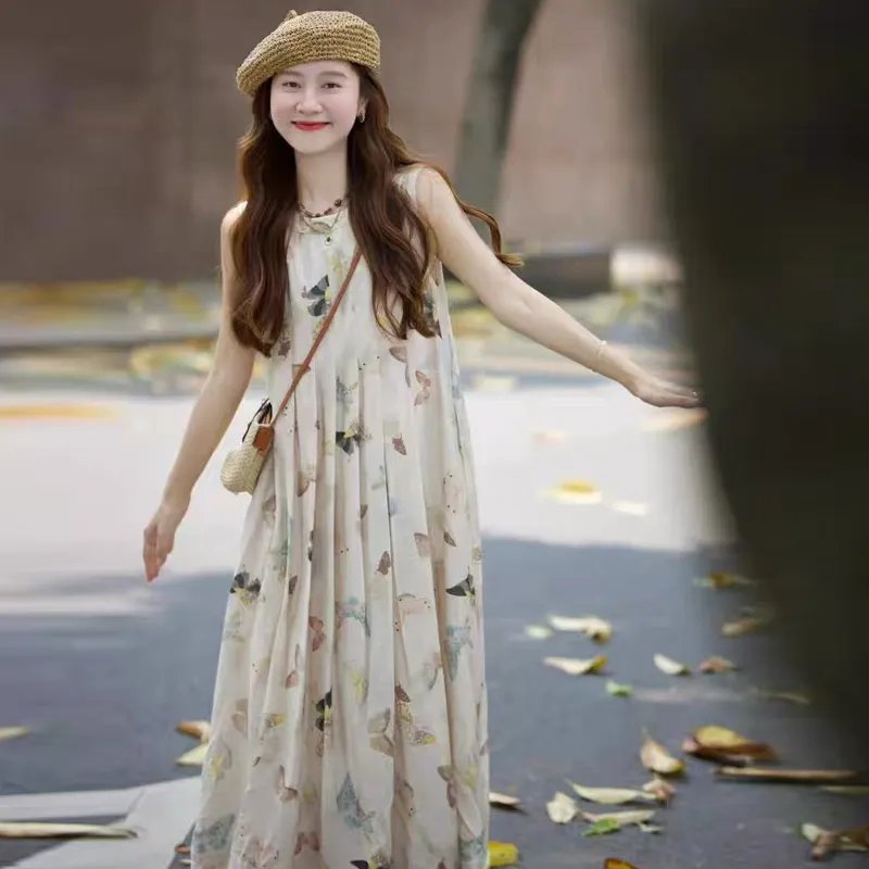 Flowers In Water Sleeveless Dress Women's-2