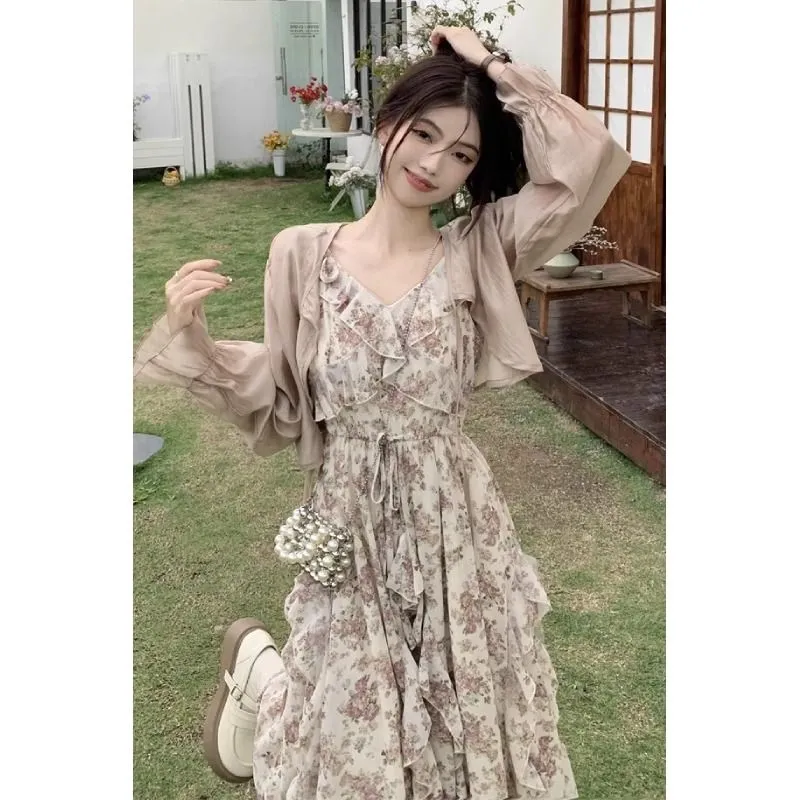 Flowers In Water Skirt Set Women's-5