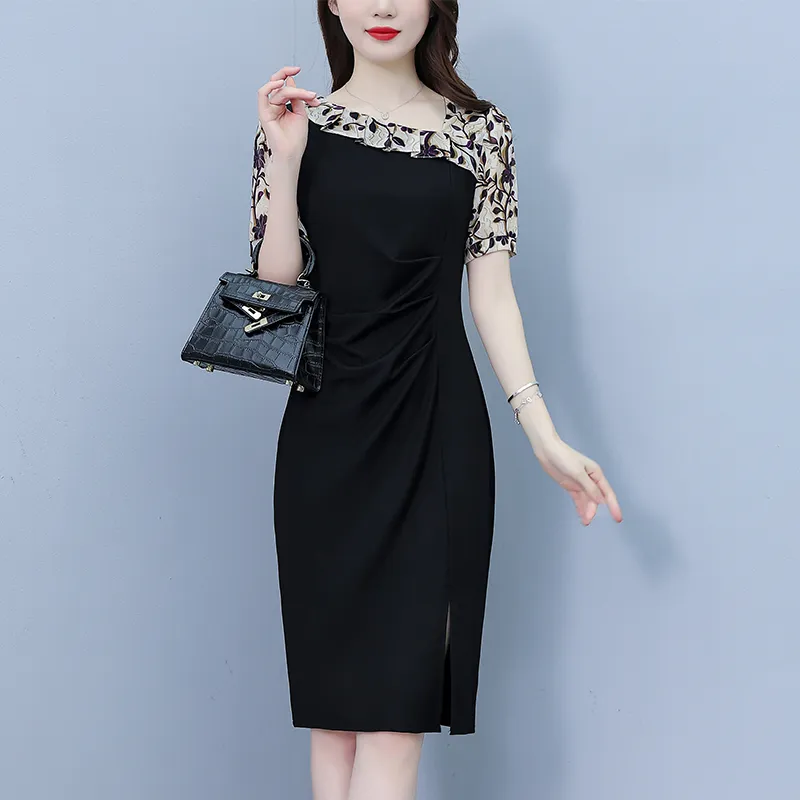 Flowers In Water Short Sleeved Dress Women's-5