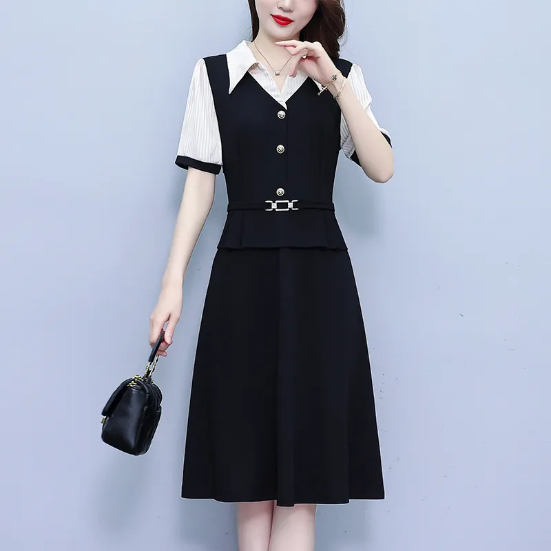 Flowers In Water Short Sleeved Dress Women's-3